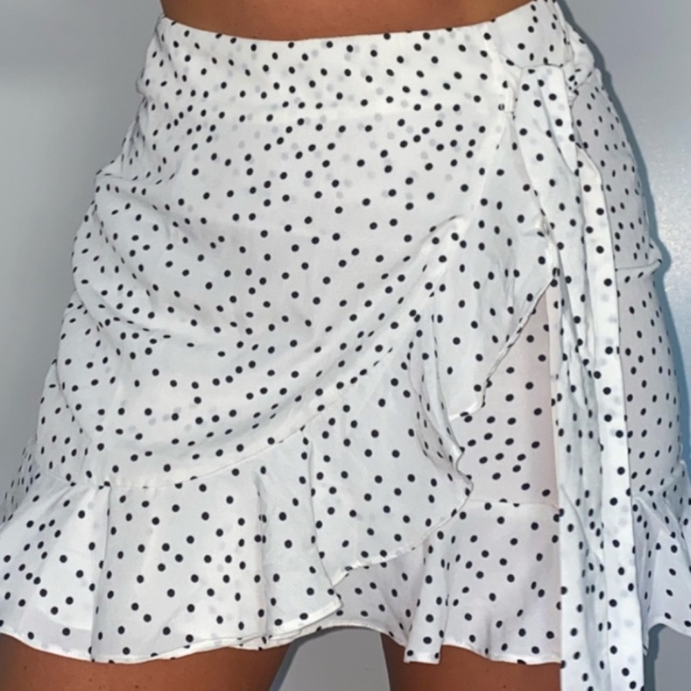 Ava Polka Dot Wrap Mini Skirt
